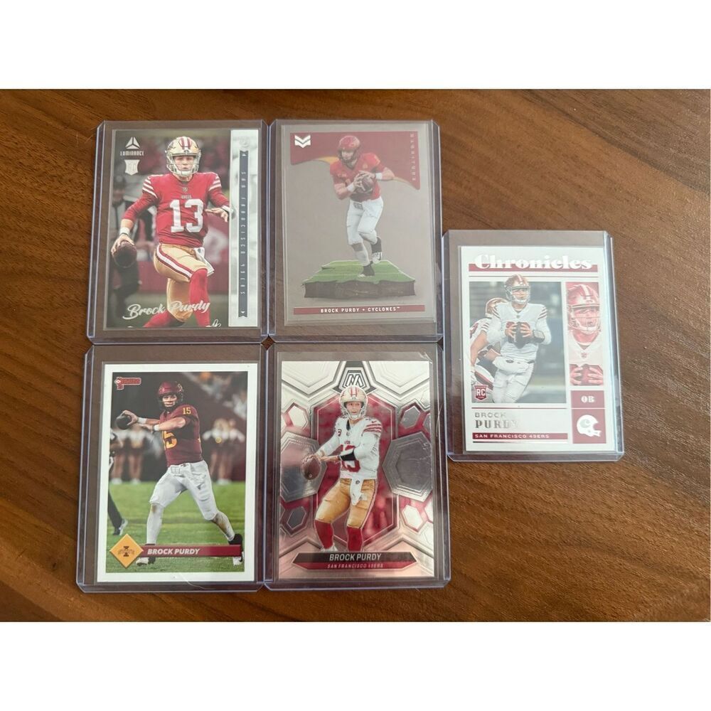 Panini Brock Purdy SF 49ers QB Lot of 5 Football Cards Rookie 2022-2024